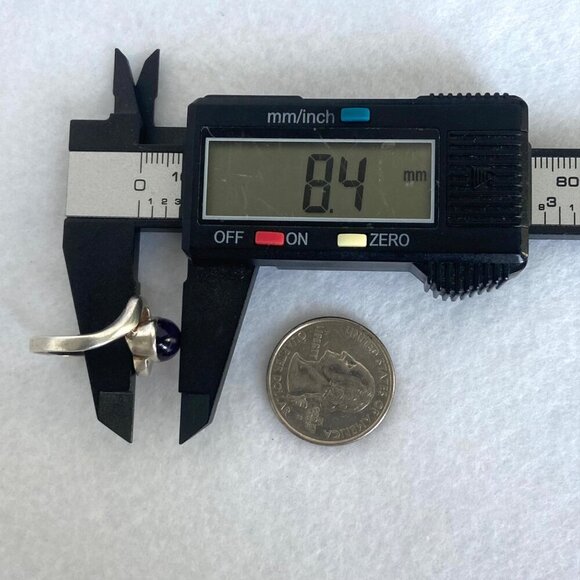 Sterling Silver 925 Oval Bezel Set Amethyst Cabochon Bypass Style Ring Sz 7.75 - Picture 15 of 16